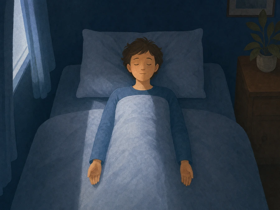 A person lying in bed practising a body scan